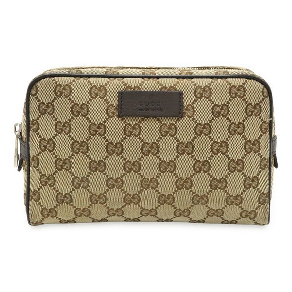GUCCI GG Canvas Waist Bag/Body Bag/Fan Pouch in Leather (Beige, Dark Brown,